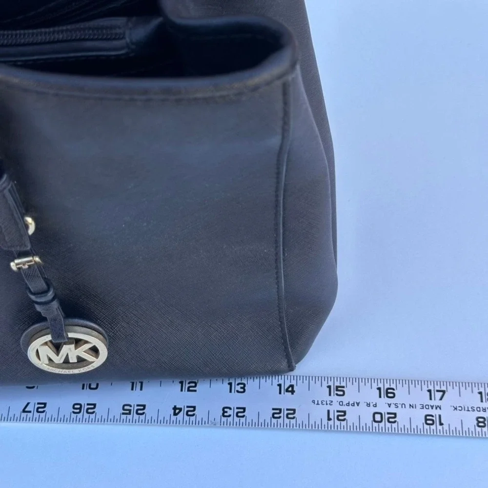 Michael Kors Jet Set Travel Tote Black Saffiano Leather Gold Hardware Bag